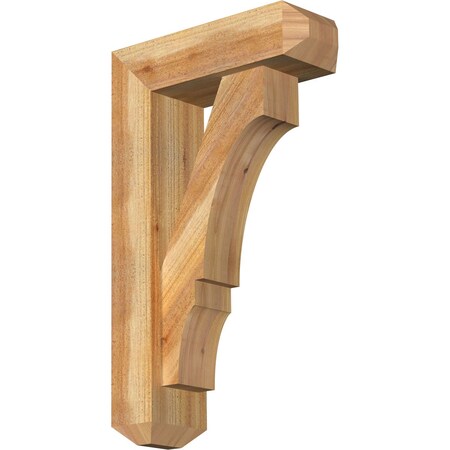 Ekena Millwork Balboa Craftsman Rough Sawn Bracket w/ Offset Brace, Western Red Cedar, 6"W x 18"D x 30"H BKT0604X18X30BOA04RWR
